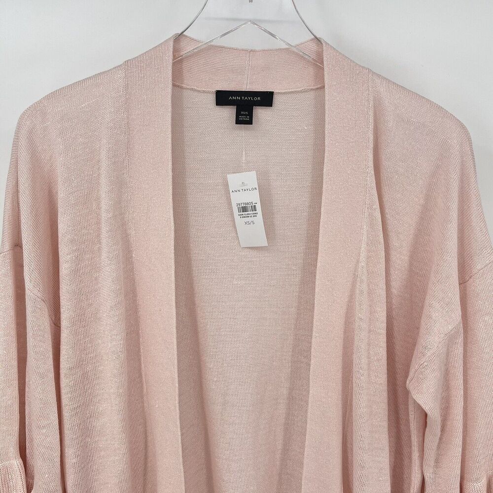 Ann Taylor Pink Lightweight Knit Open Front Cardigan Sweater Size XS - Small NWT - Picture 3 of 5